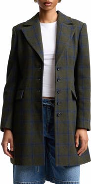 Avec Les Filles Sculpted Plaid Coat