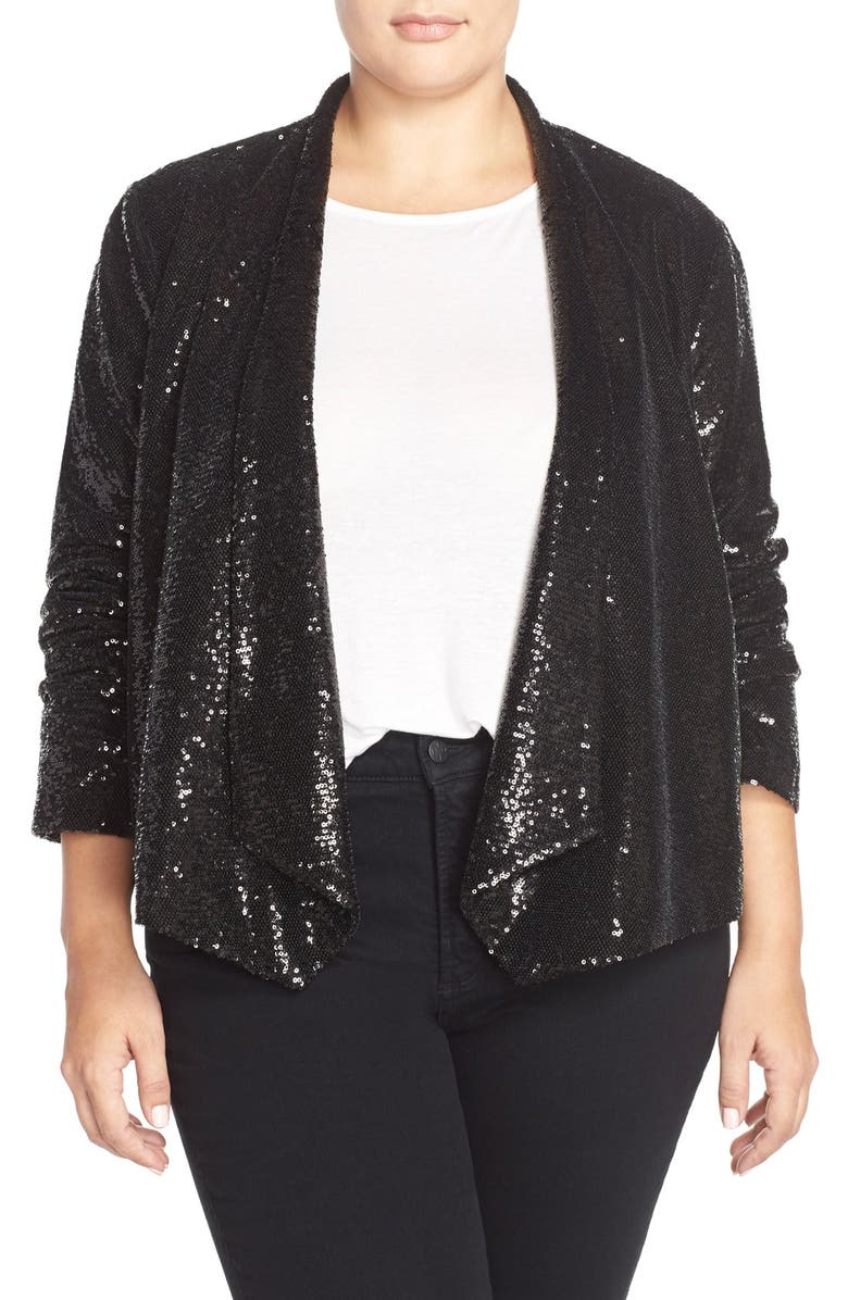 BB Dakota by Steve Madden BB Dakota 'Ulma' Sequin Drape Front Blazer, Main, color, 