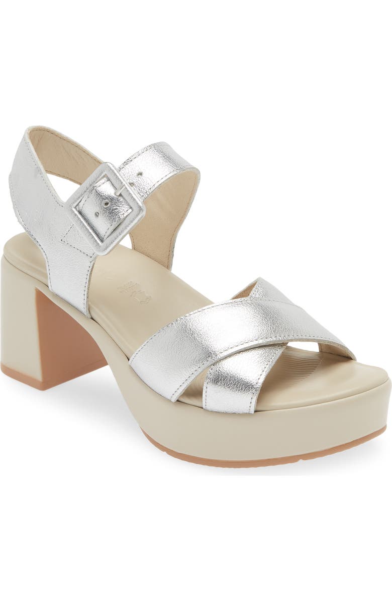 Naot Elite Platform Sandal, Main, color, Soft Silver Leather