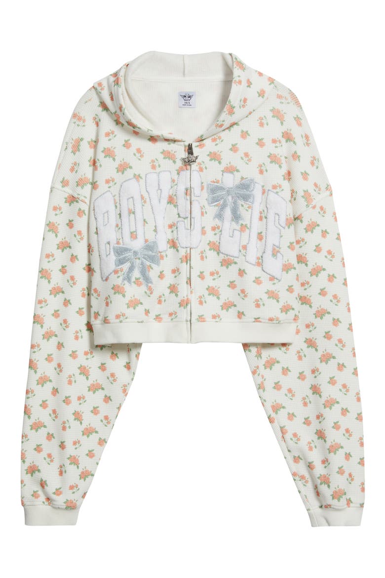 Alex Sunshine & Bows Crop Zop Hoodie, Alternate, color, FLOWER PRINT