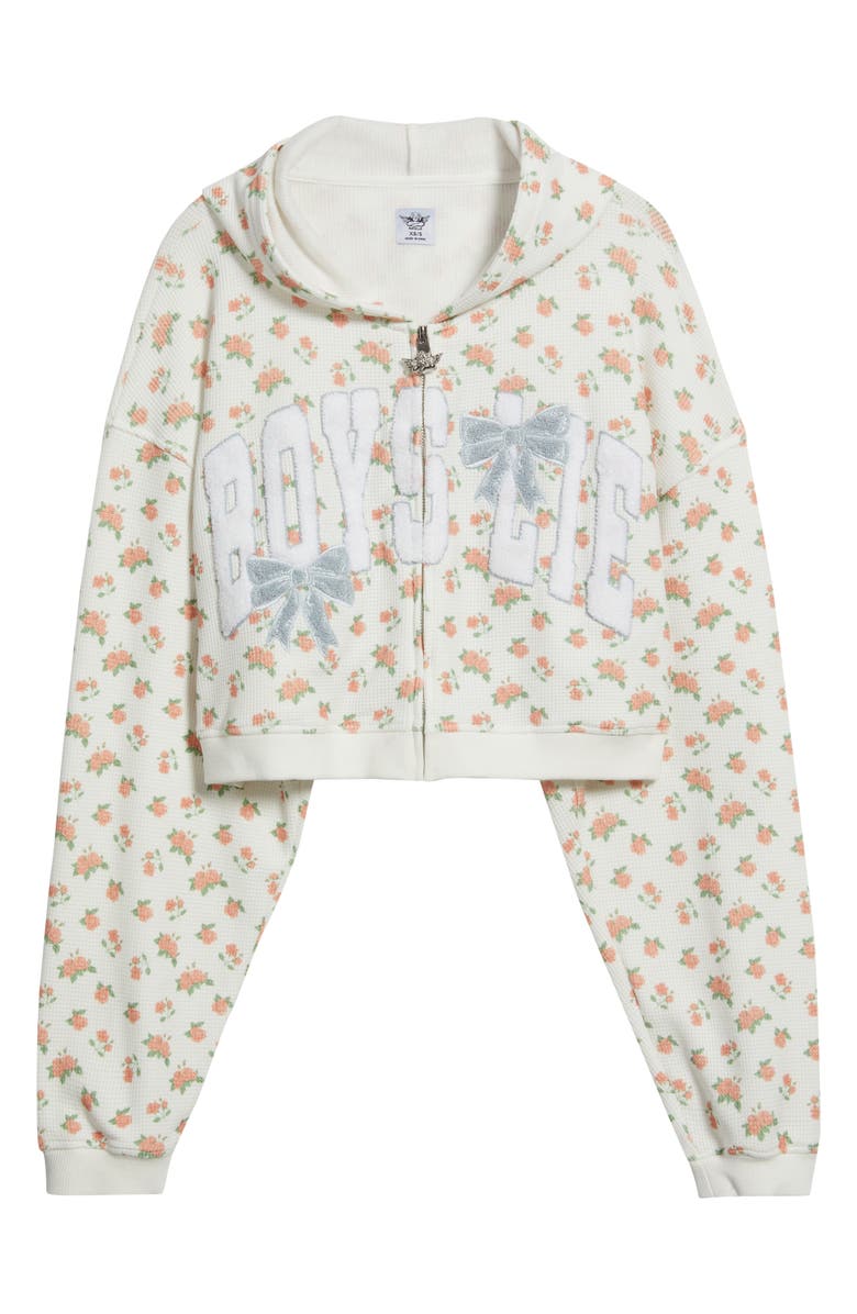 BOYS LIE Alex Sunshine & Bows Crop Zop Hoodie, Alternate, color, Flower Print
