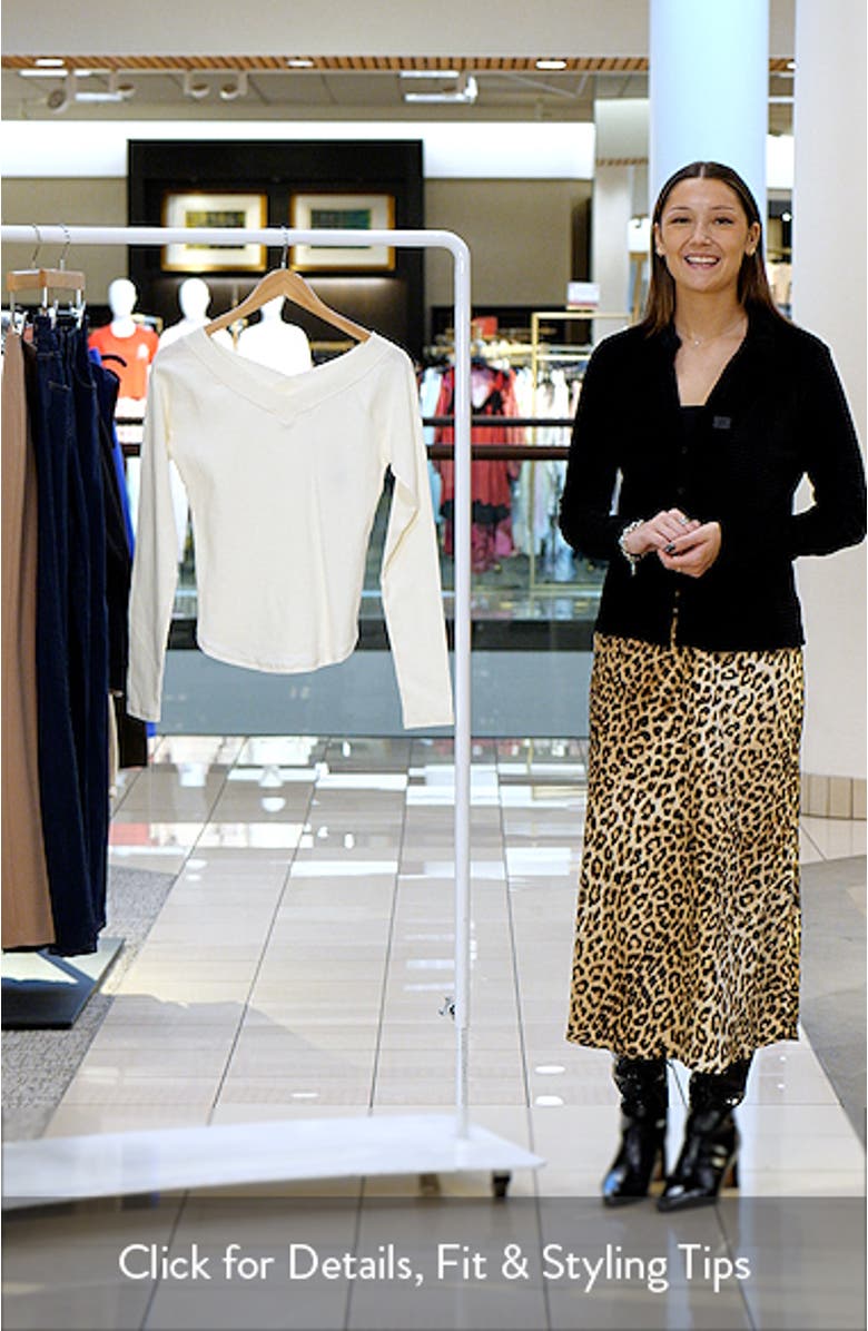 V-Neck Raglan Sleeve Long Sleeve Rib Knit Top, sales video thumbnail