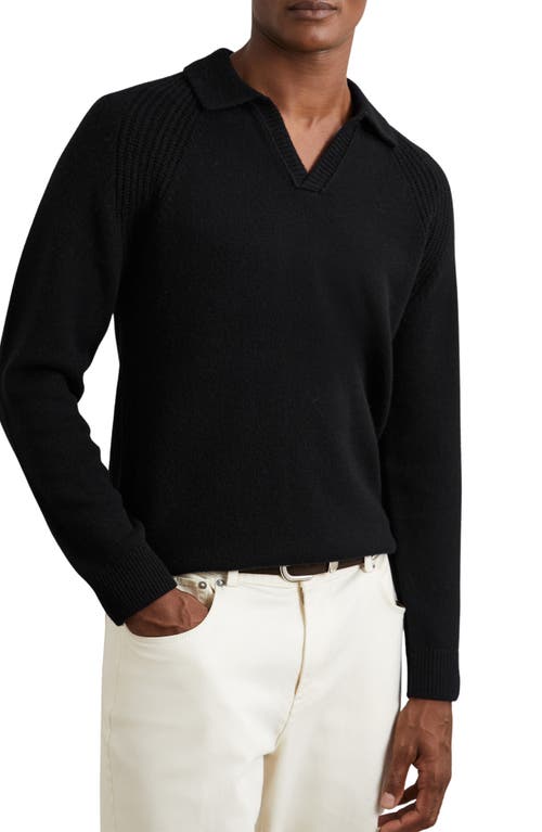Reiss Banbury Wool & Cashmere Johnny Collar Sweater In Black