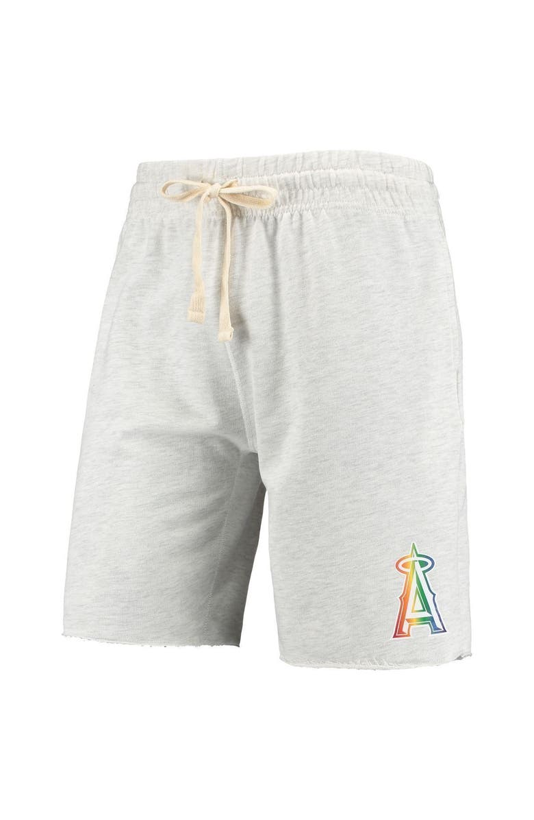 CONCEPTS SPORT Men's Concepts Sport Oatmeal Los Angeles Angels Mainstream Logo Terry Tri-Blend Shorts, Alternate, color, Oatmeal