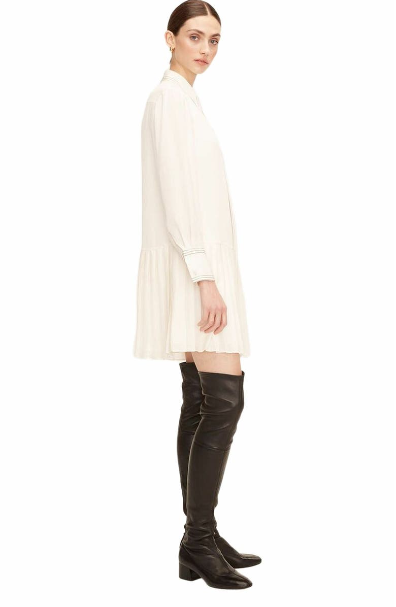 Rebecca Taylor Silk Pleated Dress, Alternate, color, Snow