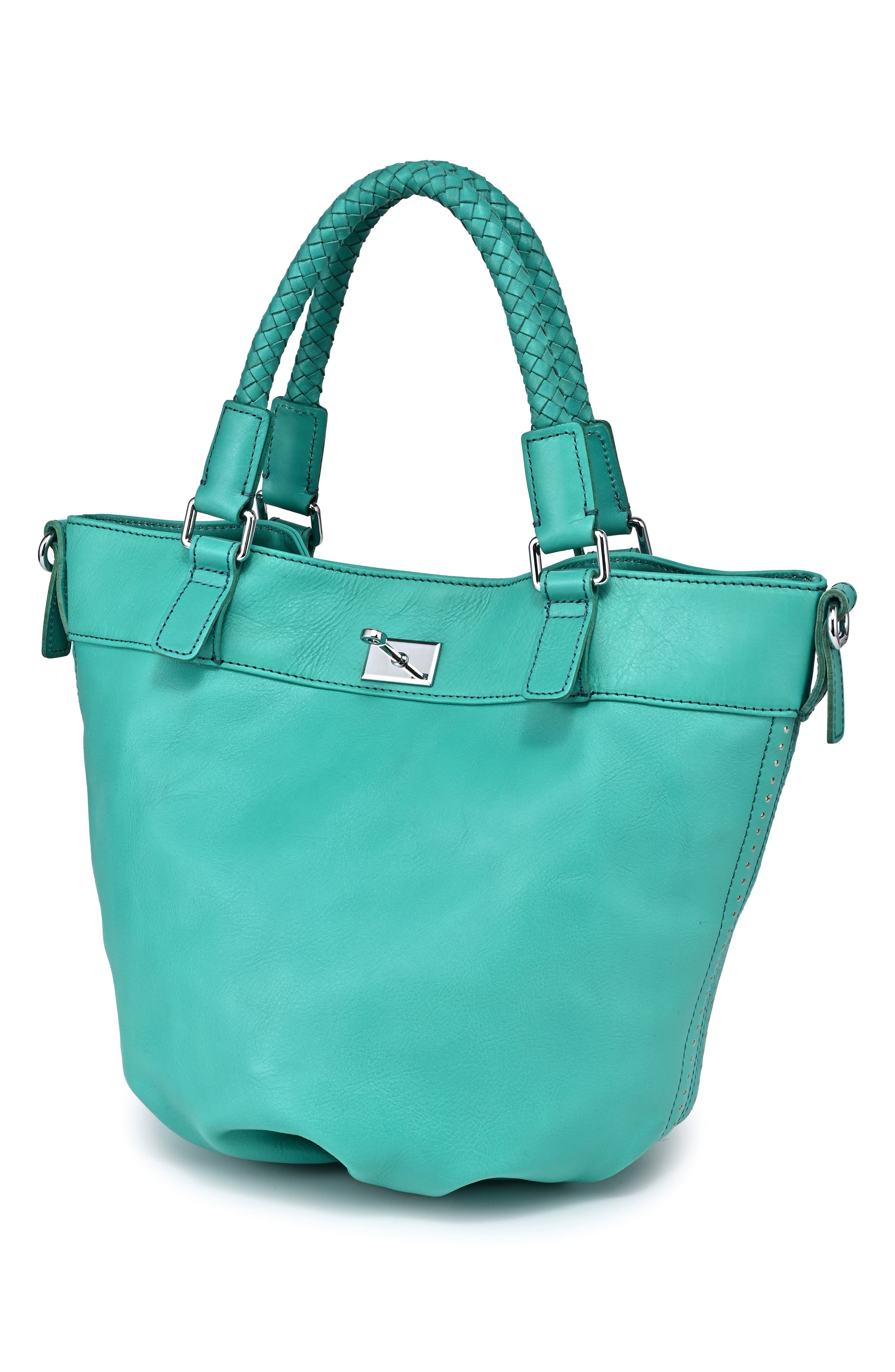 OLD TREND Leather Pumpkin Bucket Bag, Alternate, color, Aqua