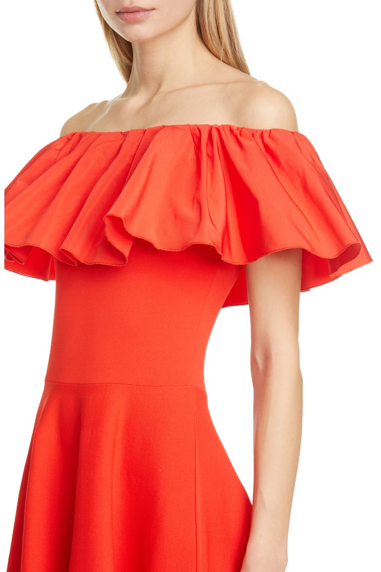 Ruffle Off the Shoulder Minidress, Alternate, color, RED ORANGE