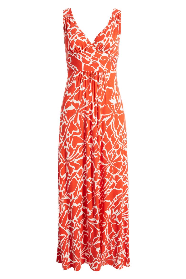 Empire Waist Jersey Maxi Dress, Alternate, color, SPICY ORANGE