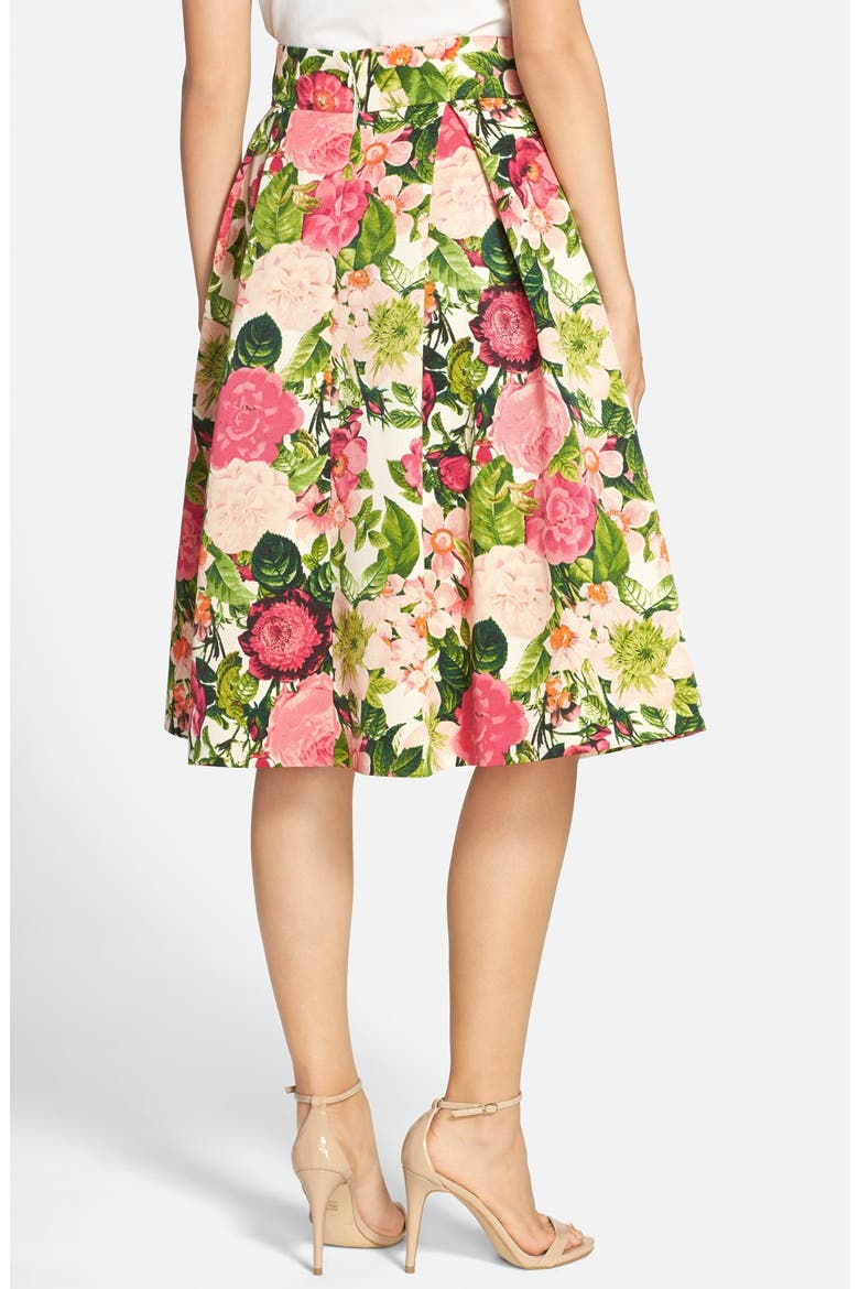 Floral Print Faille Midi Skirt, Alternate, color, PRINT
