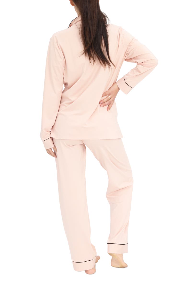 Button Front Maternity Pajamas, Alternate, color, DUSTY PINK