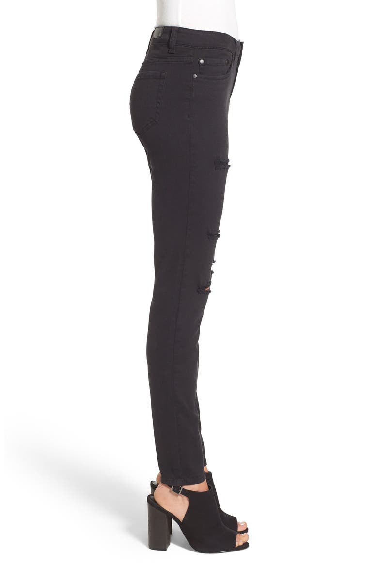 Destroyed Skinny Jeans, Alternate, color, BLACK
