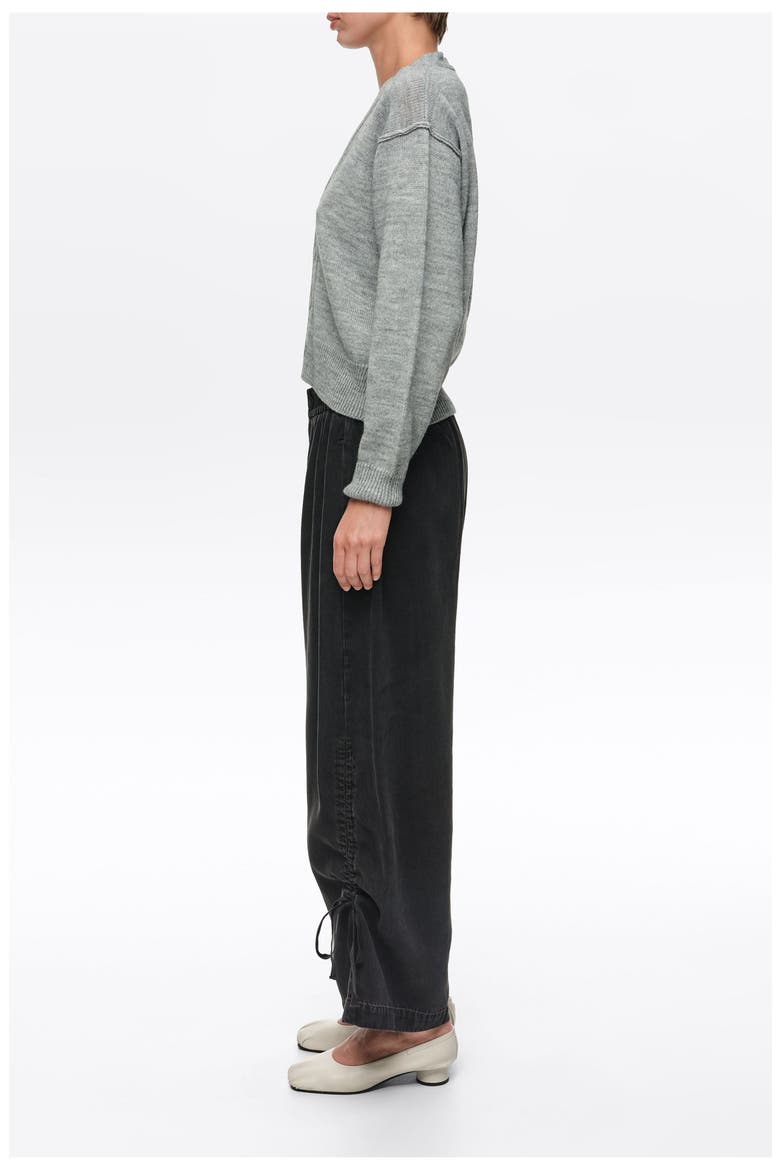 Ruched Denim Jogger Trousers, Alternate, color, WASHED BLACK