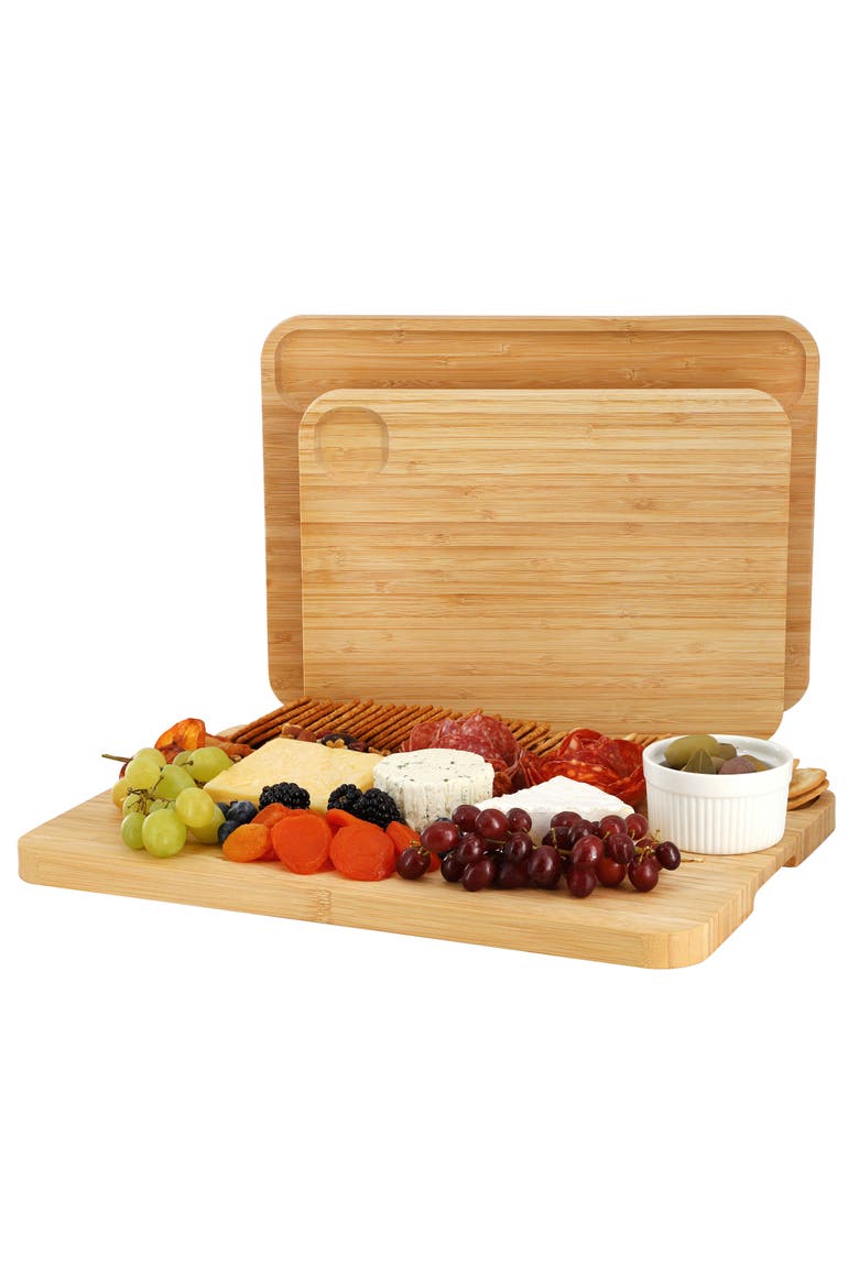 3 Piece Wood Cutting, Prep and Serving Boards, Main, color, Brown
