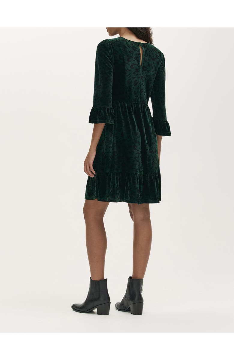 Finery London Cammie Animal Print Velvet Short Dress, Alternate, color, Green Animal