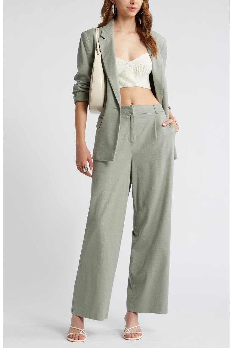 Linen Blend Blazer, Alternate, color, GREEN HALO