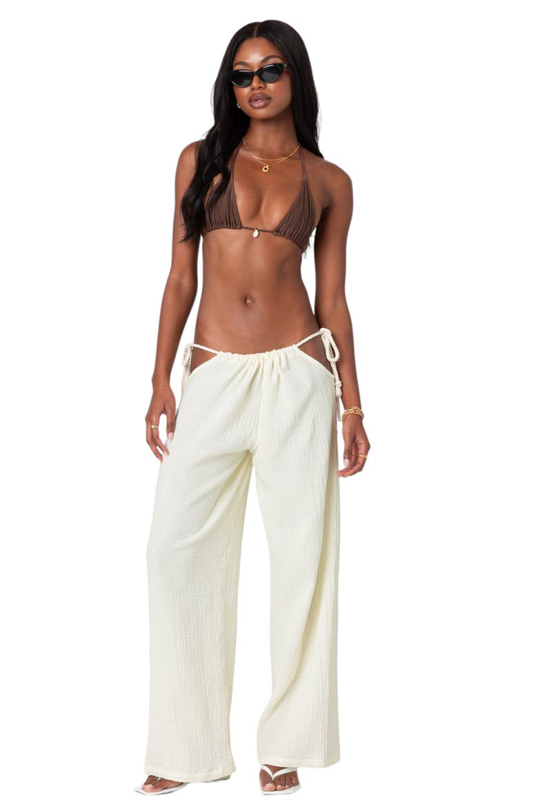 Leoni Cutout Cotton Gauze Pants, Alternate, color, CREAM
