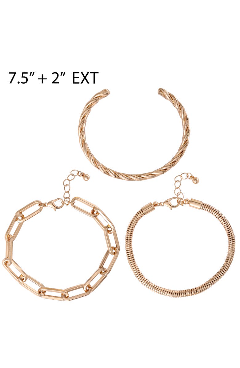 Jessica Simpson Gold-Tone Chain Bracelet Set, 3 Pieces, Alternate, color, Gold