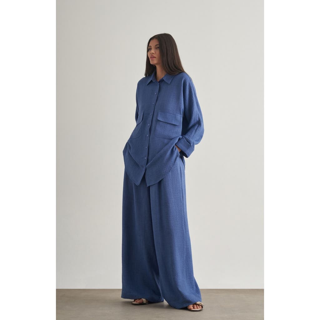 Mizalle Wide-leg Pants In Blue