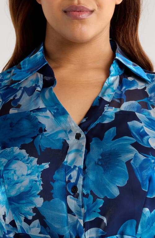 Julia Jordan Floral Sleeveless Organza Gown In Multi