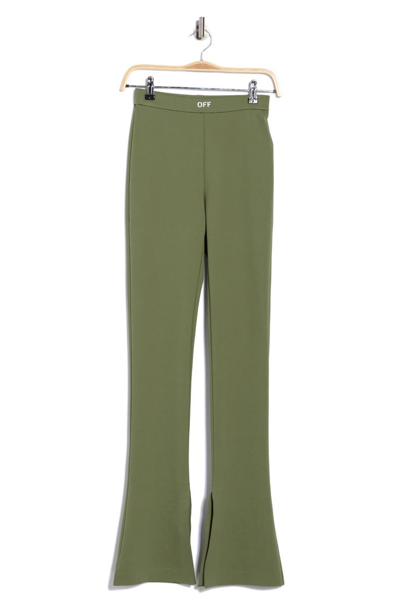 Off-White Sleek Split Cuff Flare Leggings, Alternate, color, Green