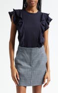 Veronica Beard Bea Ruffle Pima Cotton T-Shirt