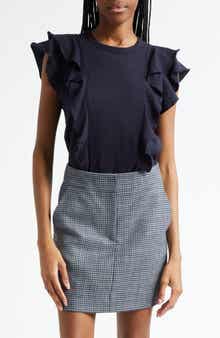 Veronica Beard Bea Ruffle Pima Cotton T-Shirt