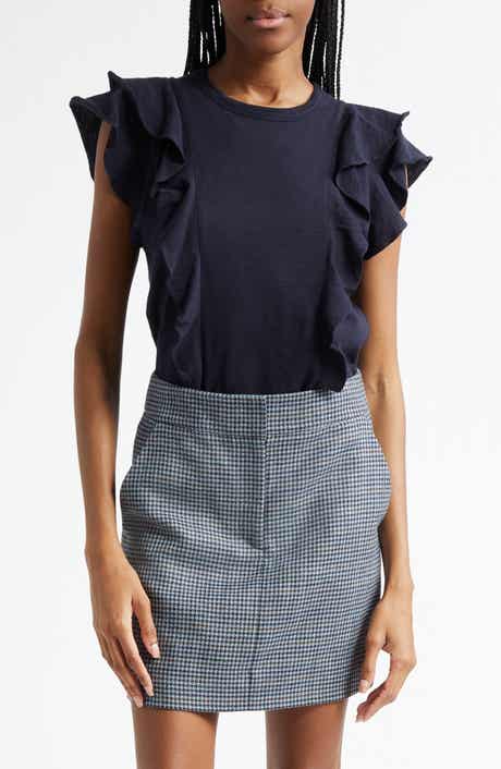 Veronica Beard Bea Ruffle Pima Cotton T-Shirt
