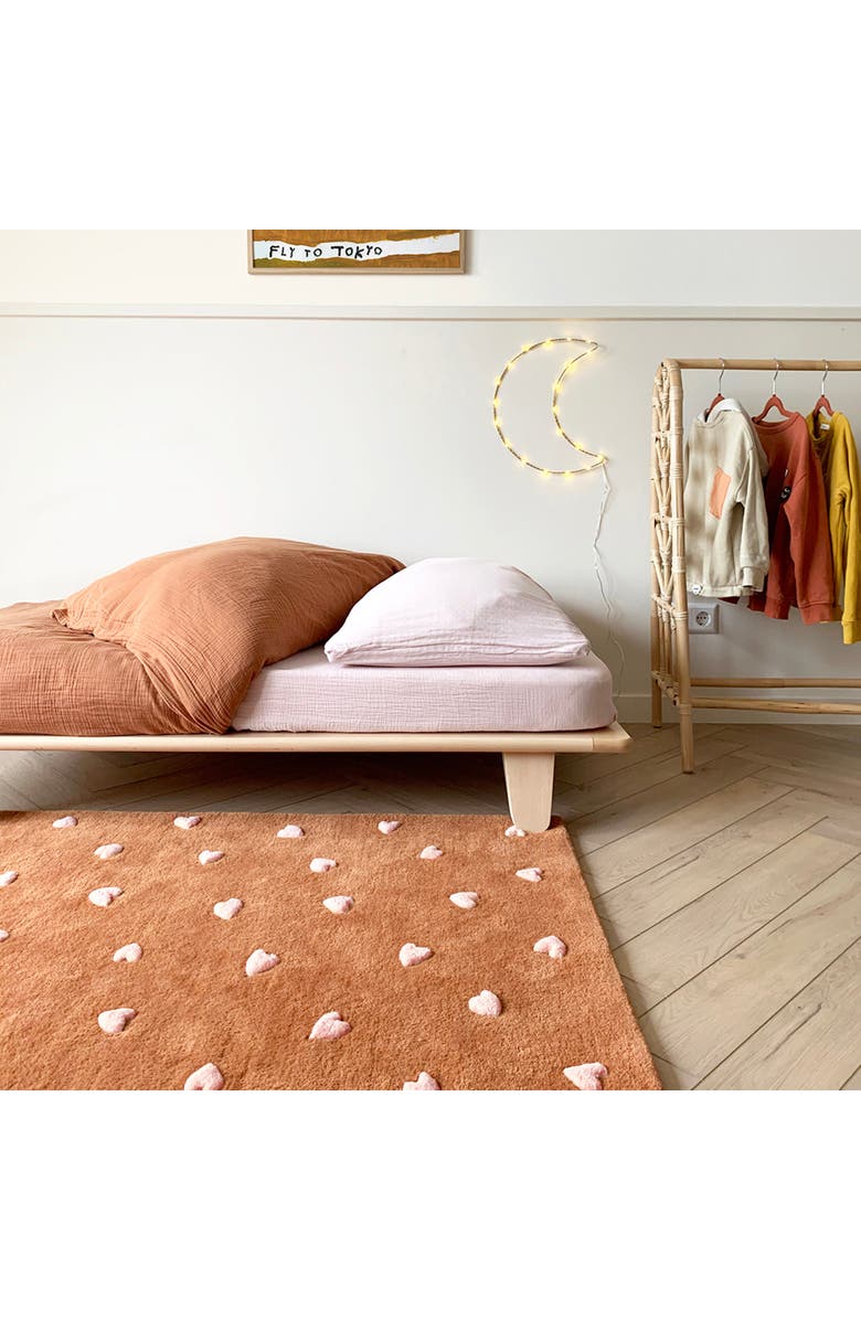 Maison Deux Hearts Rug, Alternate, color, Brown / Pink Print