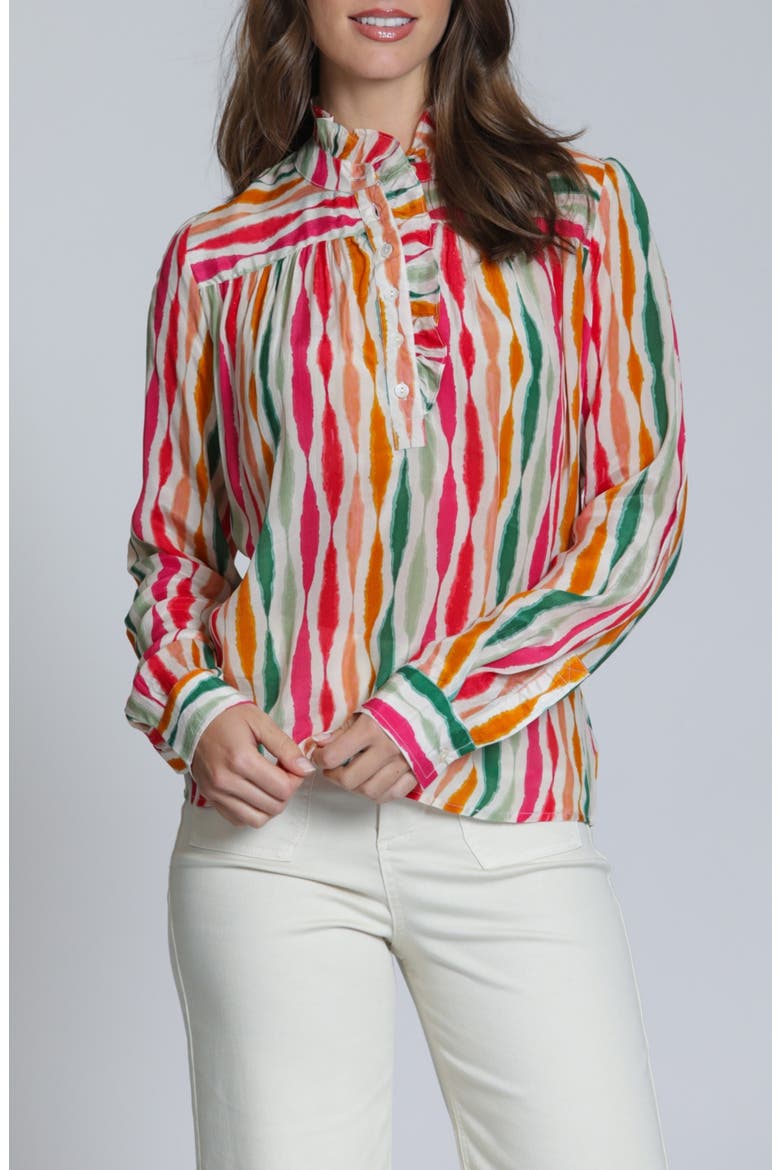Ruffle Placket Top, Main, color, HIBISCUS MULTI