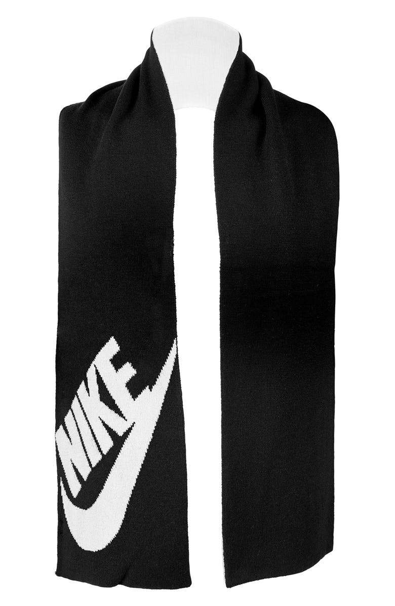 Nike Intarsia Swoosh Scarf, Alternate, color, Black