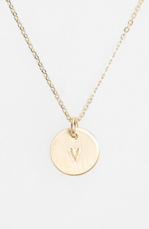 14k-Gold Fill Initial Mini Circle Necklace