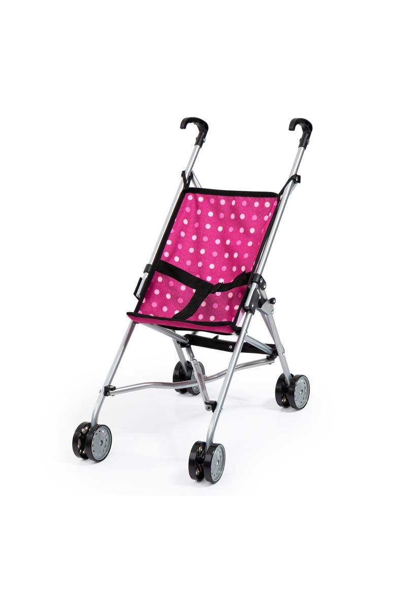 Buggy Umbrella Stroller, Hot Pink & White Polka Dots ,Dolls Up to 18 Inches, Main, color, Multicolored