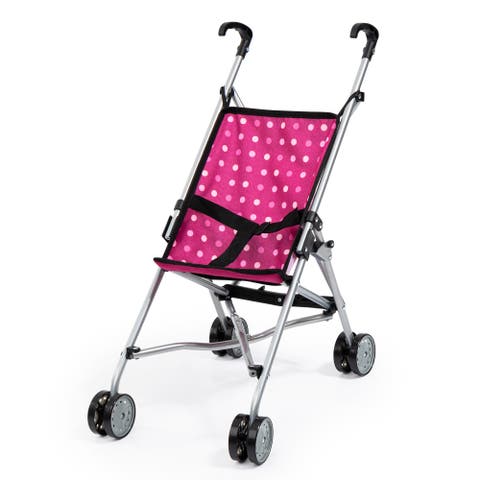 Buggy Umbrella Stroller, Hot Pink & White Polka Dots ,Dolls Up to 18 Inches