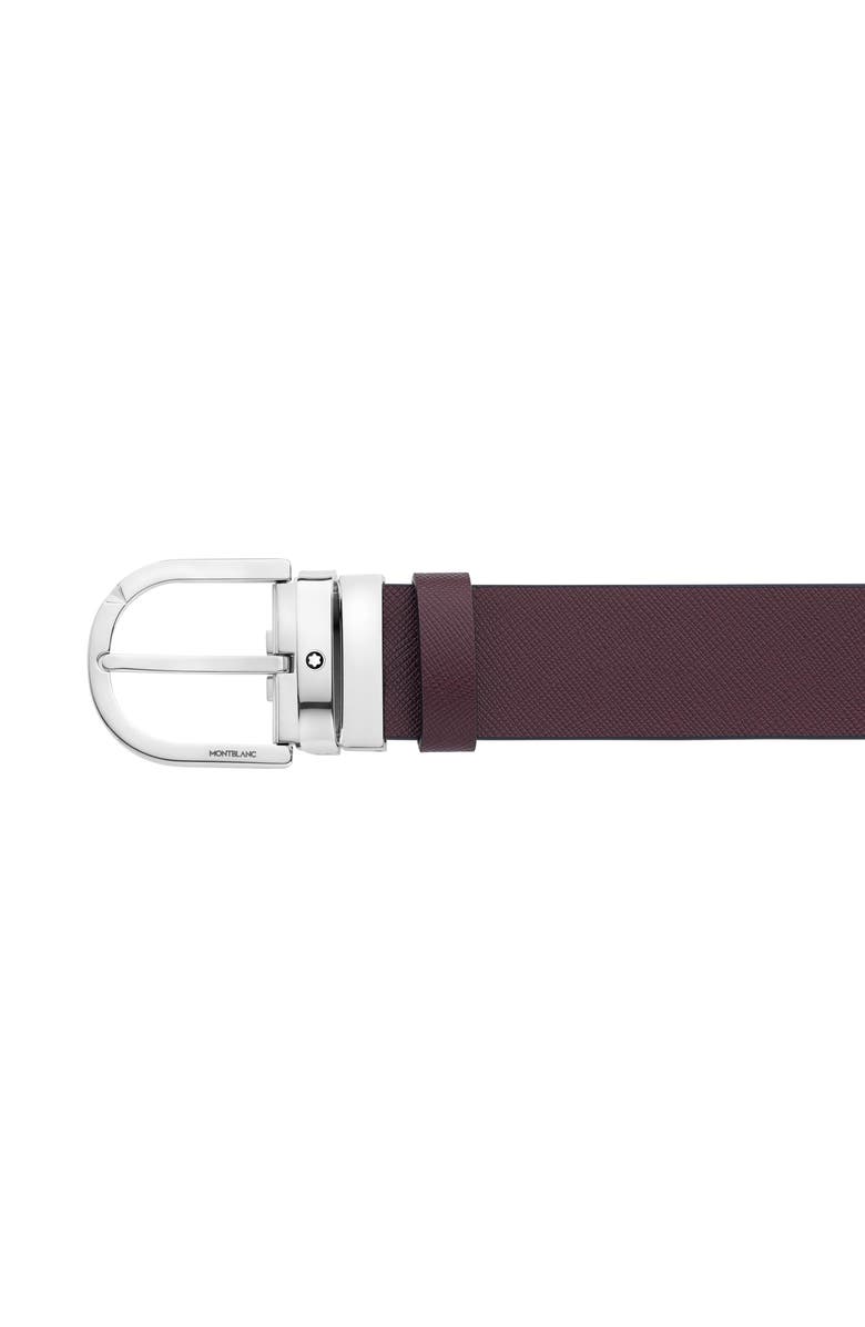 Montblanc Horseshoe Buckle Reversible Leather Belt, Alternate, color, Black | Burgundy