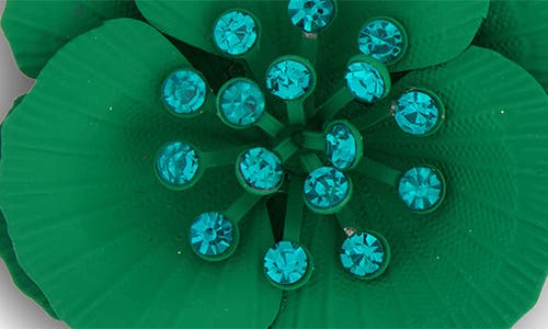 Saachi Crystal Flower Earrings In Green