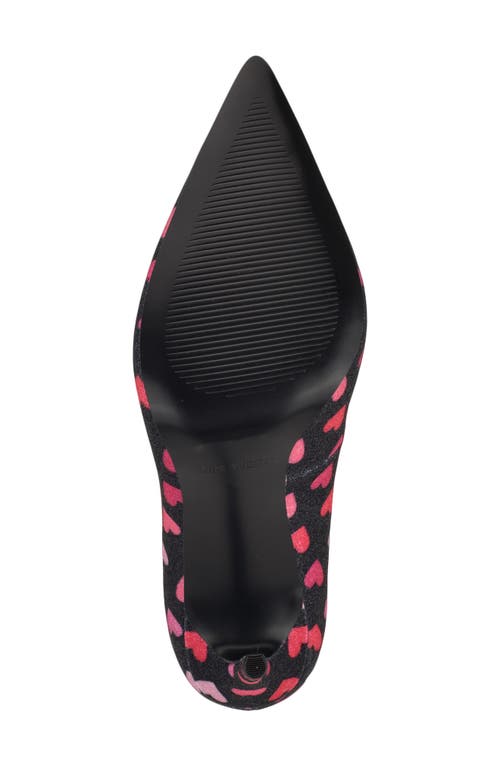 Nine West Fresh Pointed Toe Pump In Black With Pink Hearts