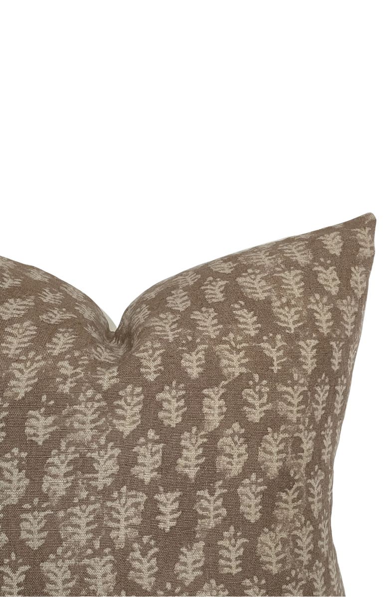 Linen & James Andie Warm Brown Floral Handblock Pillow Cover, Alternate, color, Java Brown