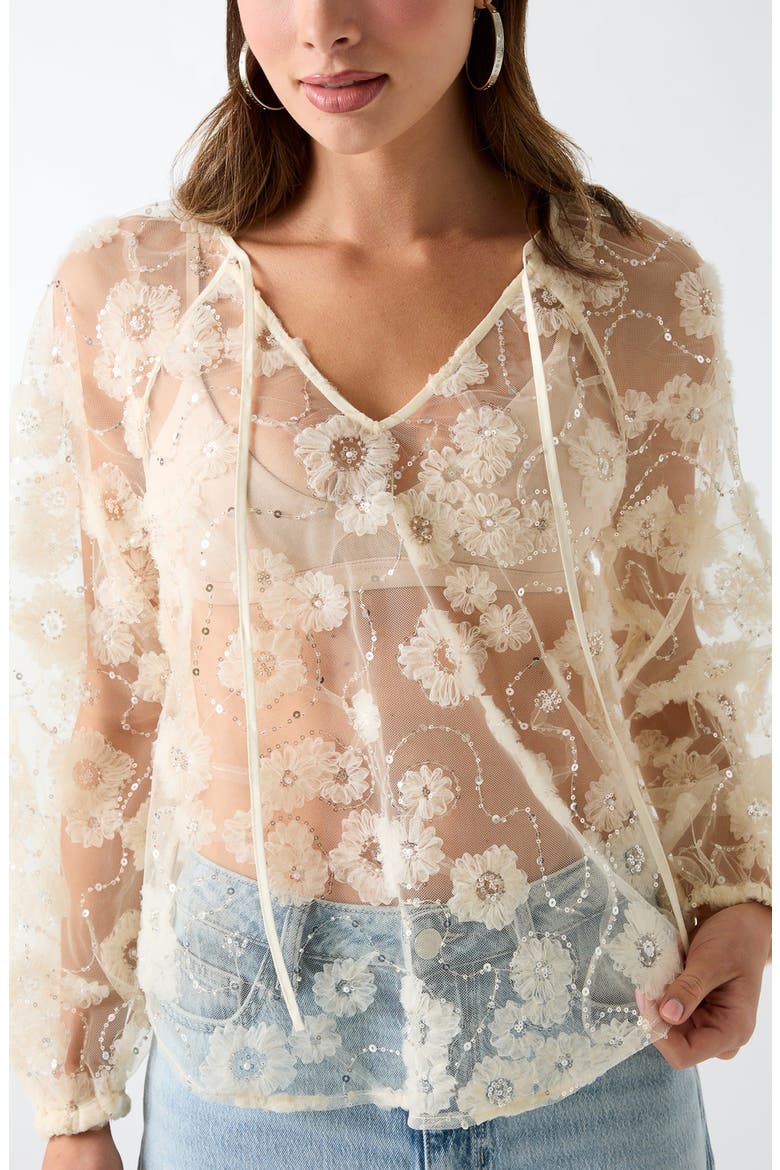 Sequin Sheer Top, Alternate, color, CREAM WHITE MULTI