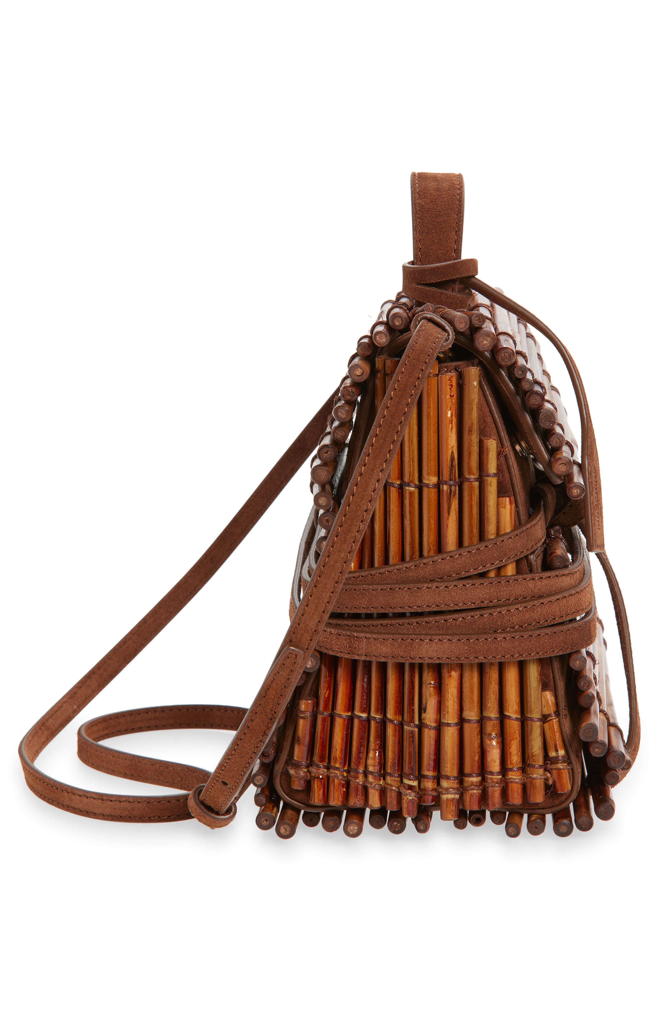 Moschino Tie Me Bamboo Top Handle Bag, Alternate, color, 30A One Color