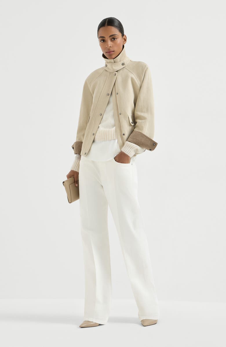 Brunello Cucinelli Canvas outerwear jacket, Alternate, color, Beige