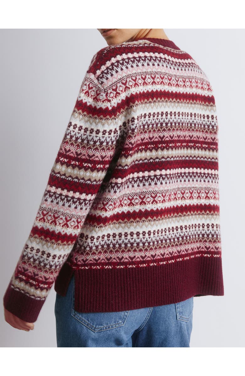 Albaray Fair Isle Crew Neck Sweater, Alternate, color, Burgundy
