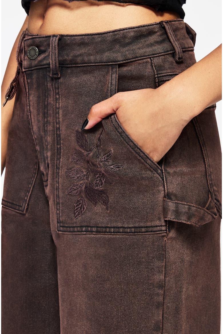 Echo Embroidered Pocket Cropped Jeans, Alternate, color, Brown
