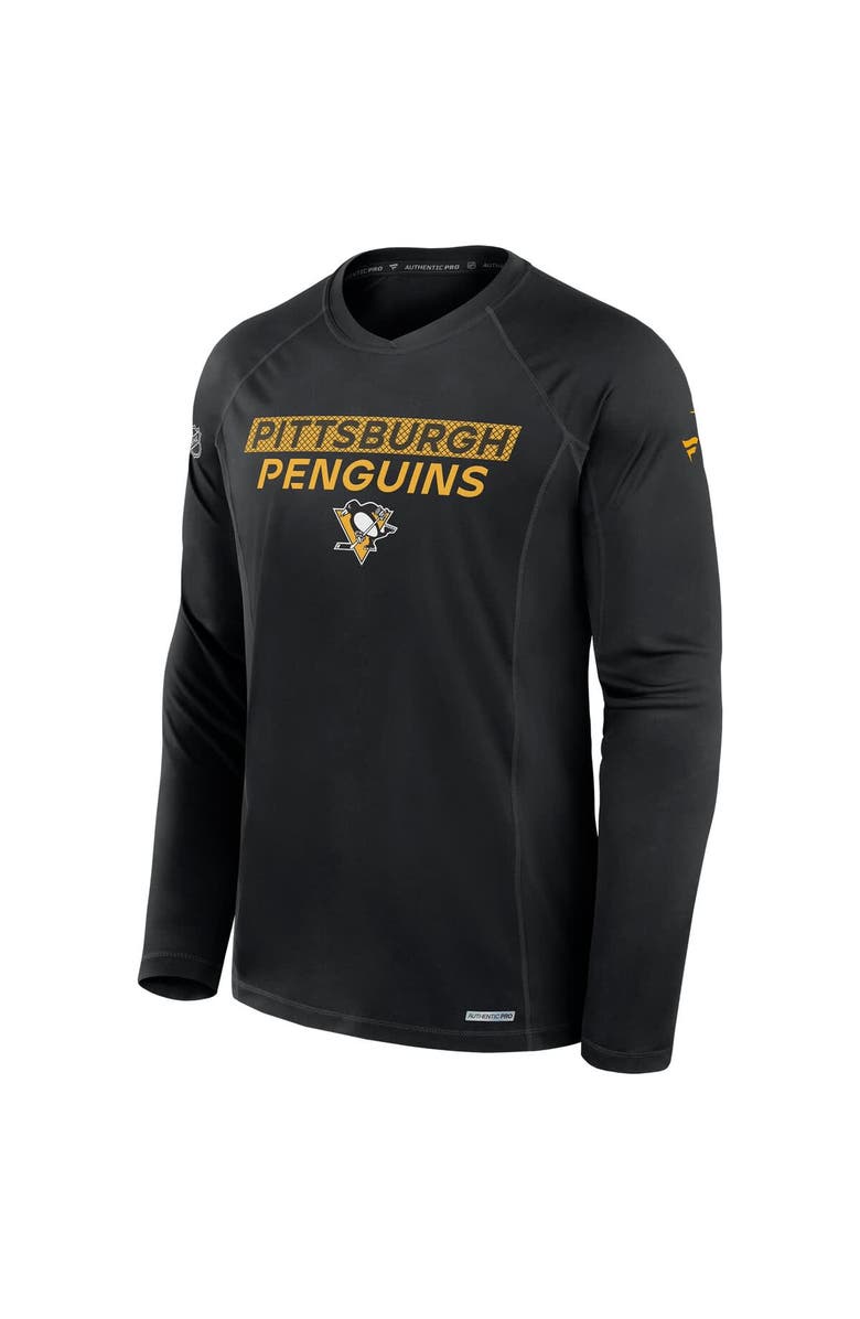 FANATICS Men's Fanatics Black Pittsburgh Penguins Authentic Pro Rink Tech Raglan Long Sleeve T-Shirt, Alternate, color, 