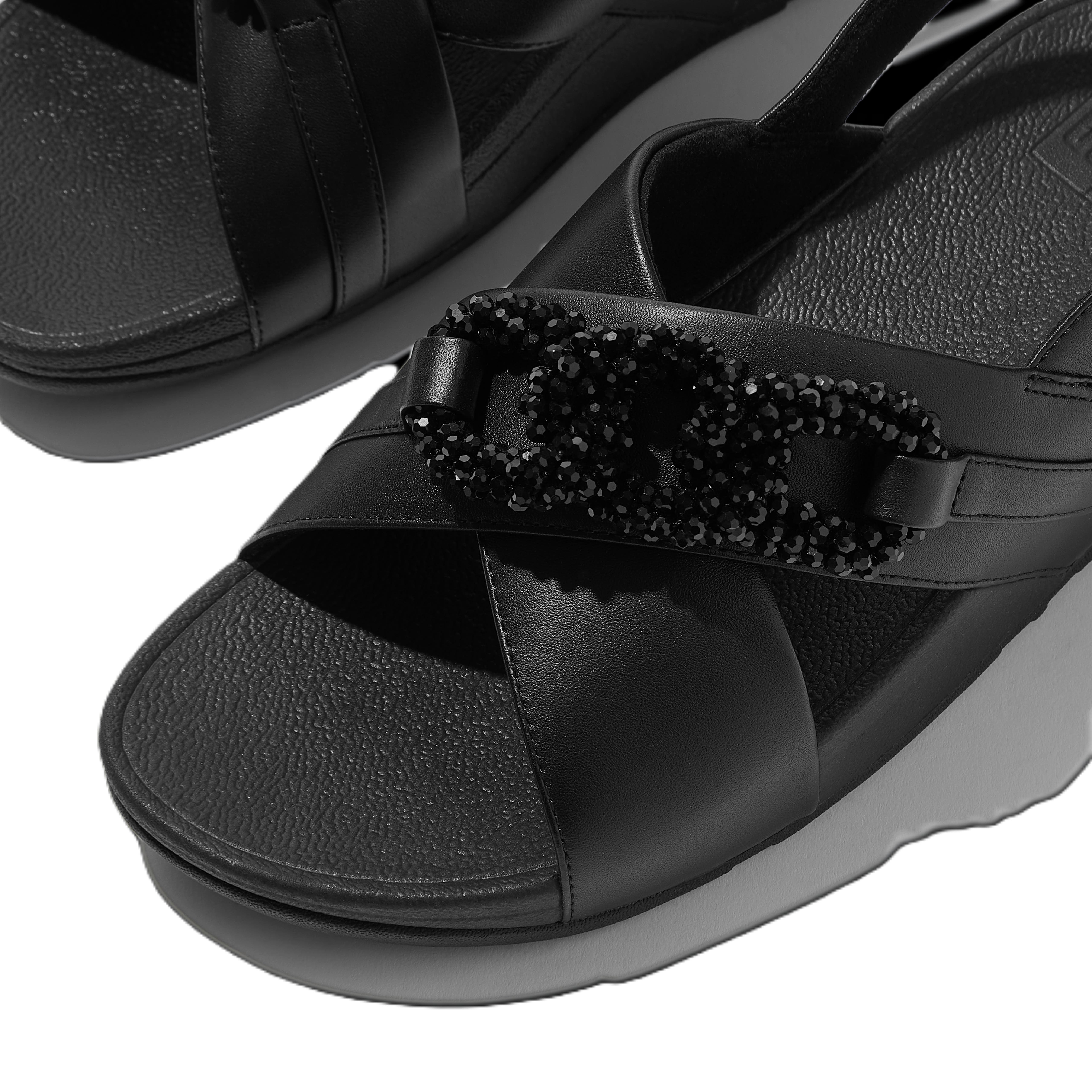 FitFlop Lulu Beaded Chain Back Strap Sandals, Alternate, color, Black