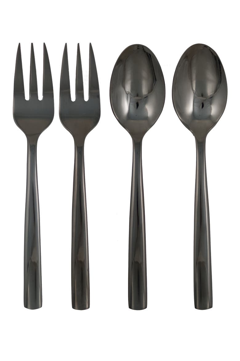 Flatware Simple 44-Piece Flatware Set, Alternate, color, BLACK