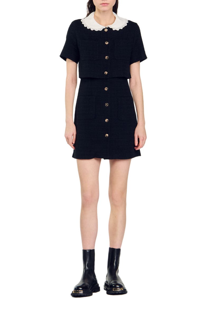 SANDRO Mini tweed dress, Alternate, color, 