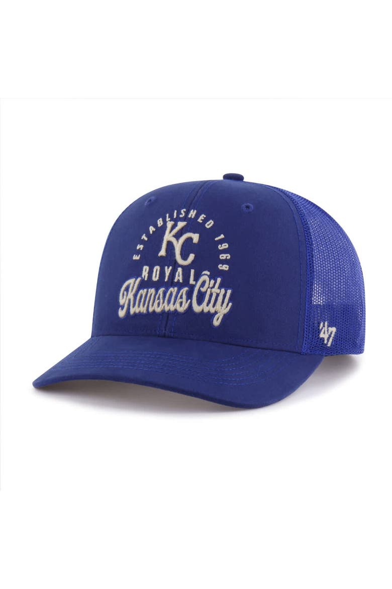 Men's '47 Royal Kansas City Royals Pitstop Trucker Adjustable Hat, Main, color, Royal