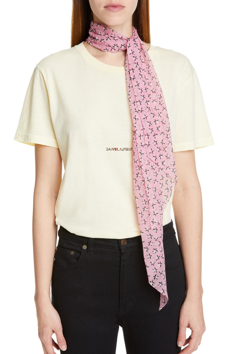 Saint Laurent Toiles Multico Lava Skinny Wool Scarf, Alternate, color, 