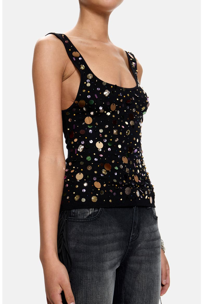 Addison Sequin Vest Top, Alternate, color, BLACK