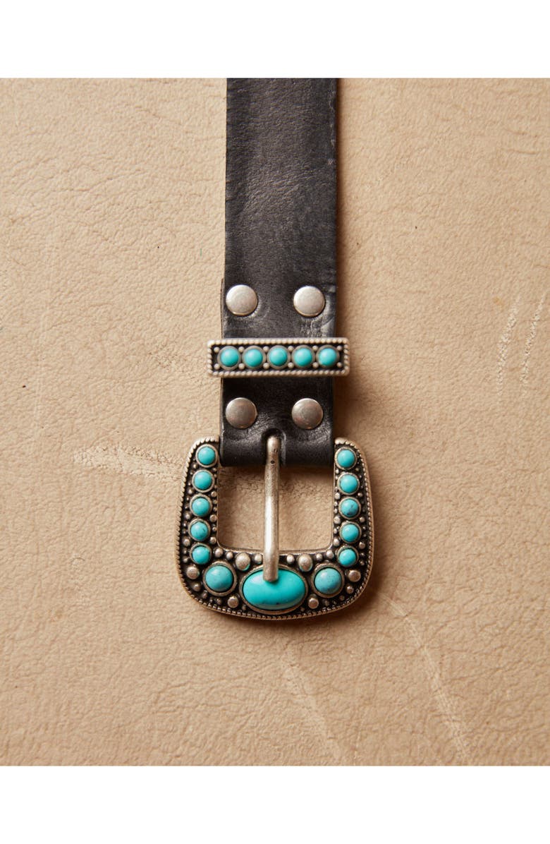 Fortela Thelma Leather Belt with Turquoise Studs, Alternate, color, 